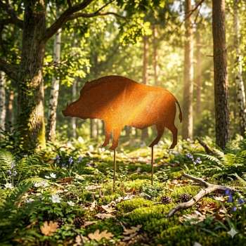 Beetstecker Wildschwein in Rostoptik – dekorativer Blickfang für Garten & Beete